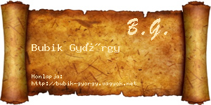 Bubik György névjegykártya