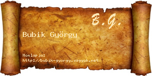 Bubik György névjegykártya